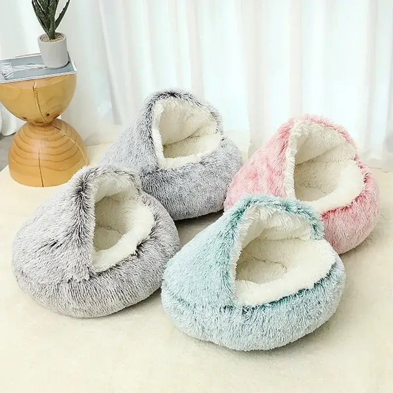 Luxury Plush Nest Pet Bed – Soft, Covered Calming Bed for Dogs & Cats