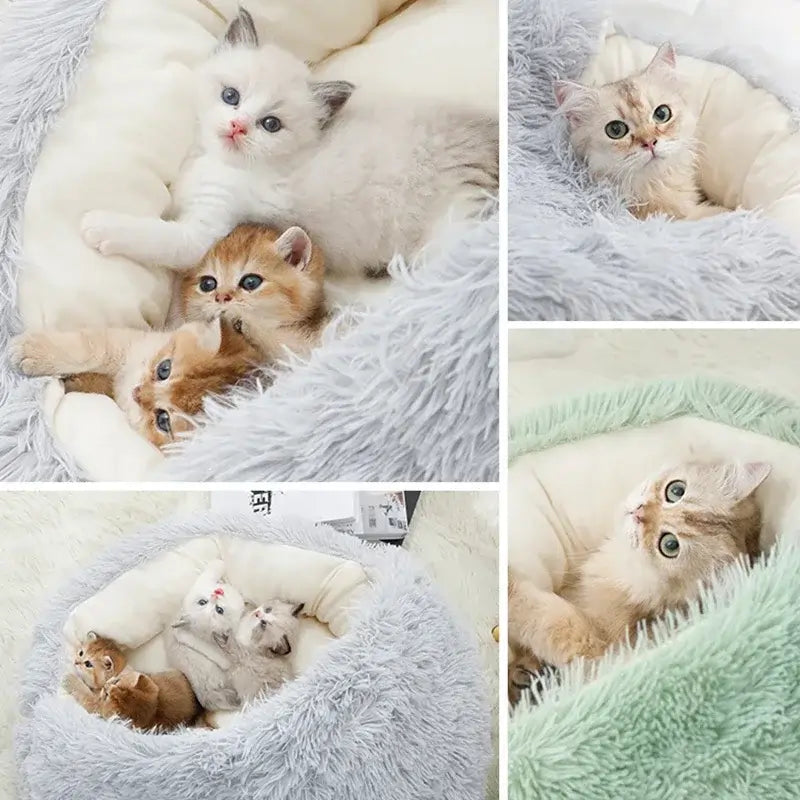 Luxury Plush Nest Pet Bed – Soft, Covered Calming Bed for Dogs & Cats