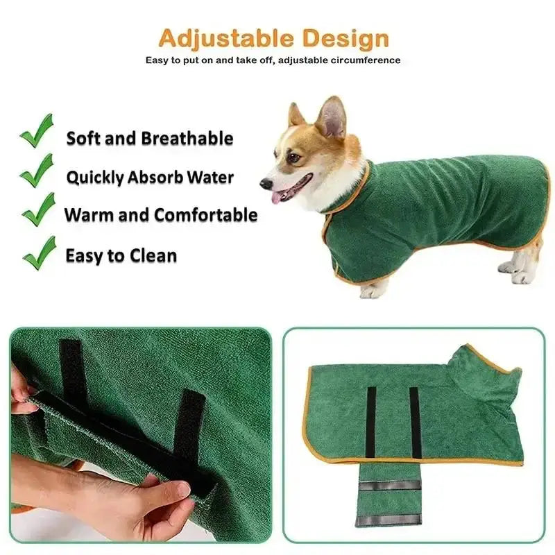 PawzDry Luxe Robe™ – Quick-Dry, Full-Coverage Dog Bathrobe