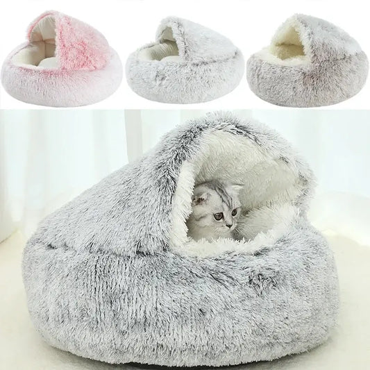 Luxury Plush Nest Pet Bed – Soft, Covered Calming Bed for Dogs & Cats