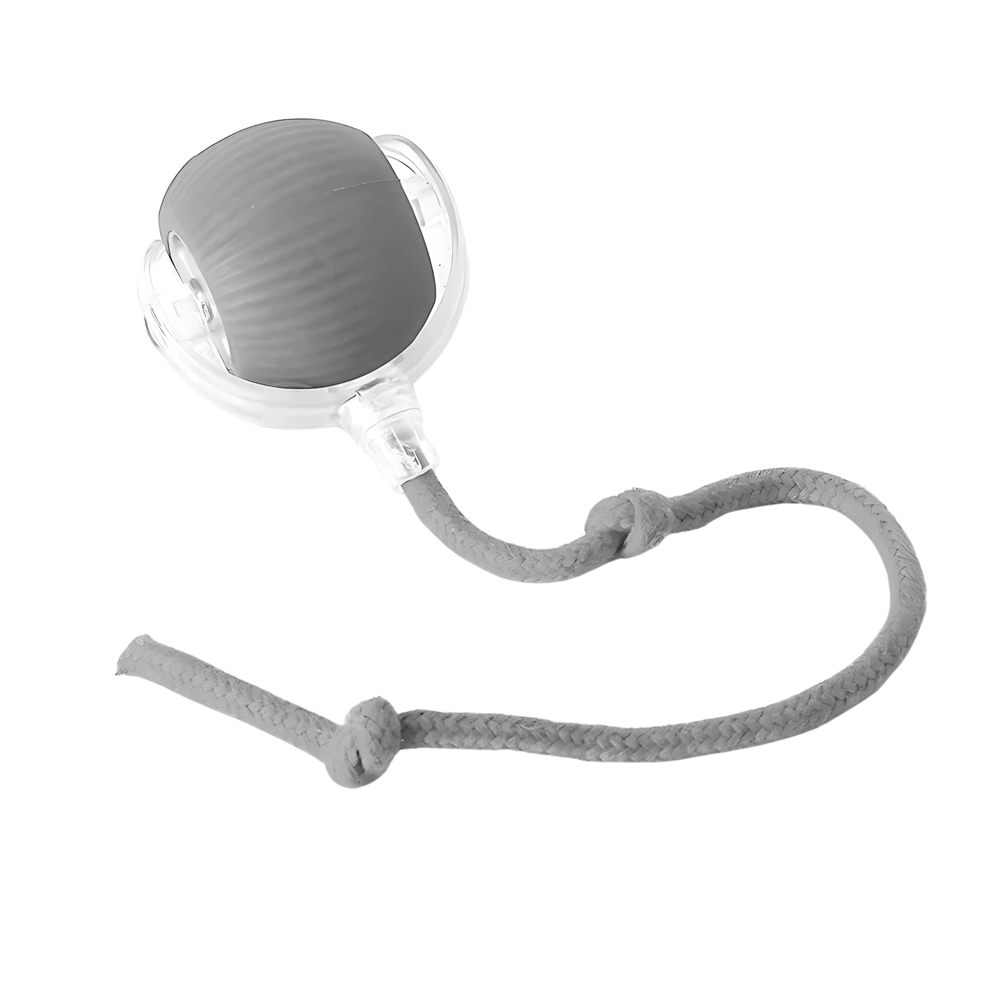 Gray Pawzzy Rolling Pet Toy with flexible silicone tail for interactive motion